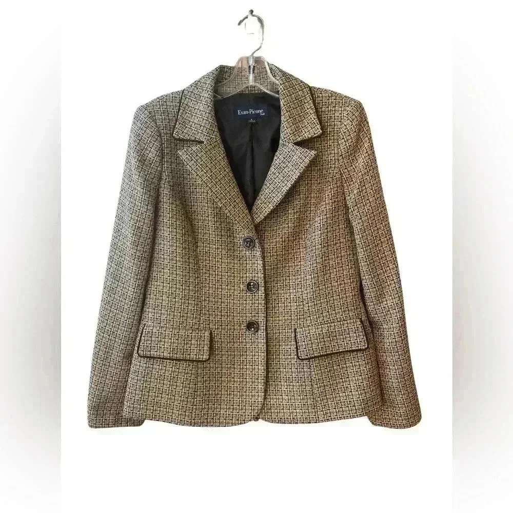 Evan Picone Womens Career Blazer Jacket Black Yellow Size 8 - Picture 2 of 12